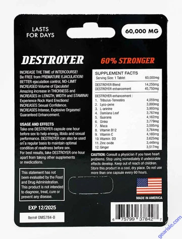 Potenciador Masculino - Destroyer Super Male 60000mg
